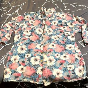 Flower pattern button down shirt